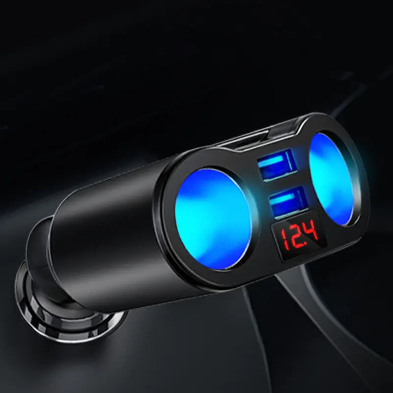 Fast Charging Car Charger with Dual Cigarette Lighter Port
