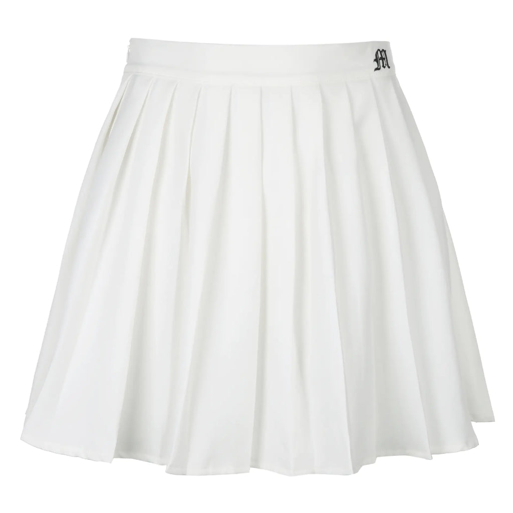 Short White Pleated Mini Skirt for Women with Elastic Waist