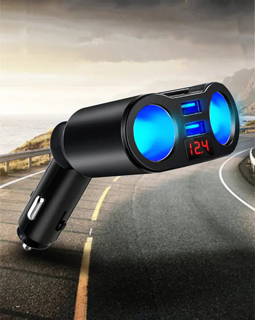 Fast Charging Car Charger with Dual Cigarette Lighter Port